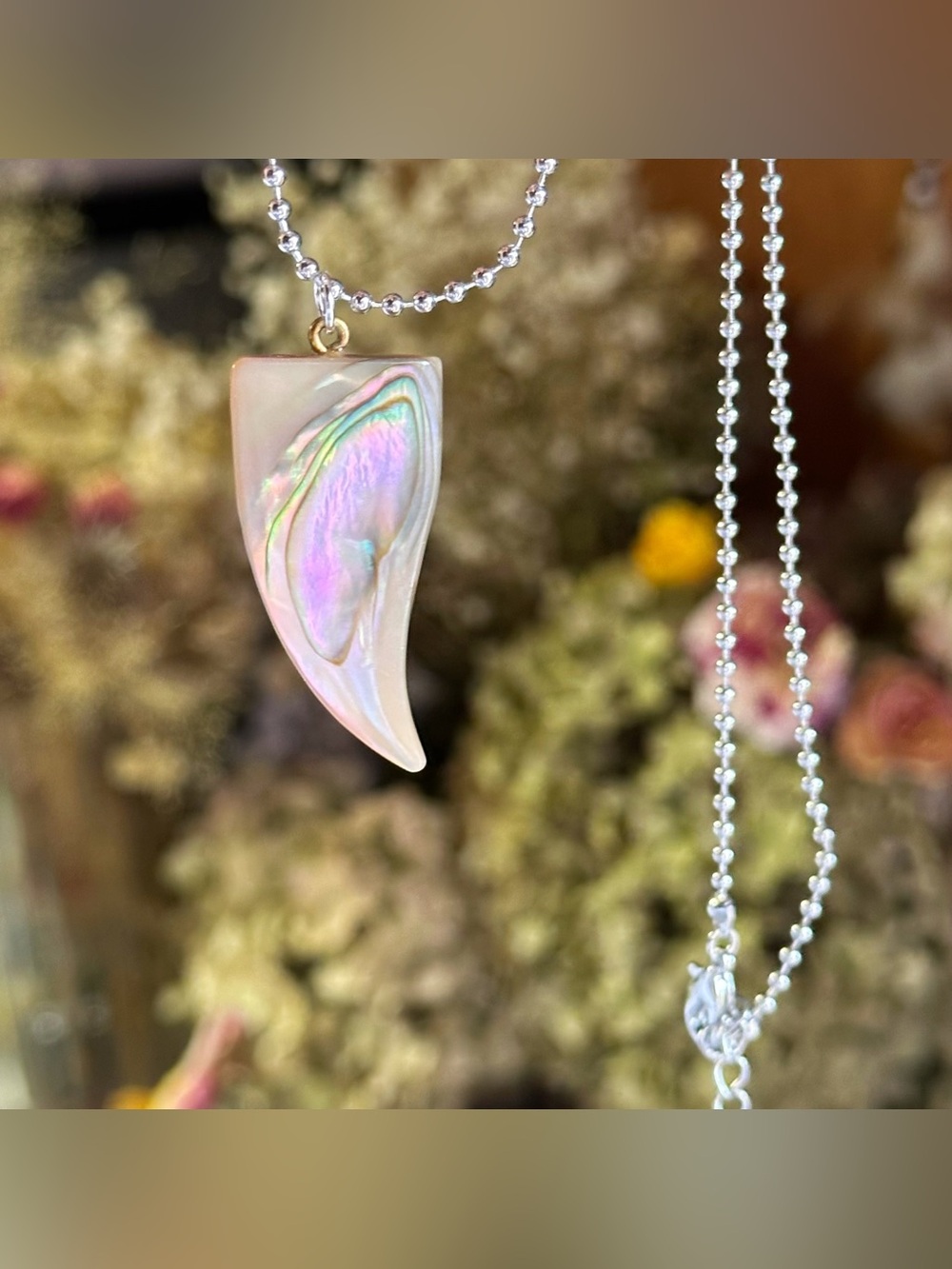 Mother of Pearl Bear Claw Pendant Necklace